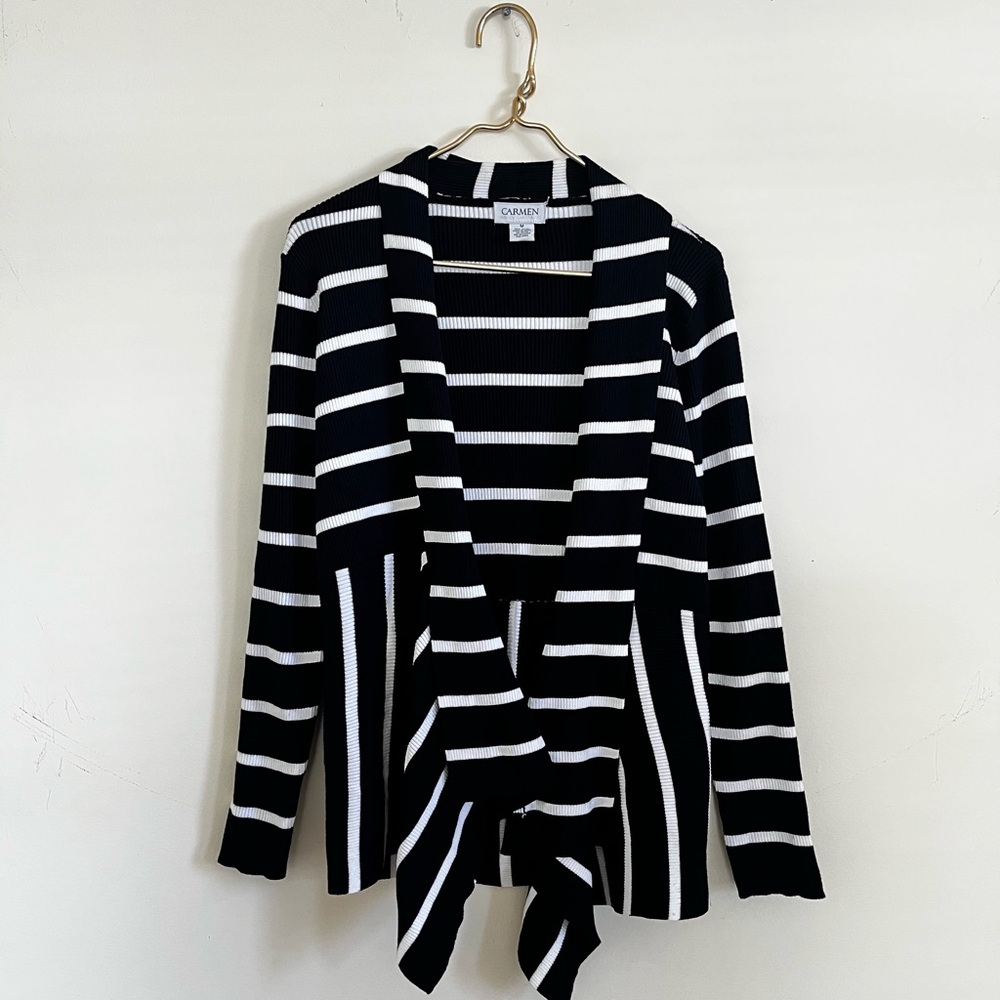 Carmen Chic blue and White Striped academia preppy Cardigan M